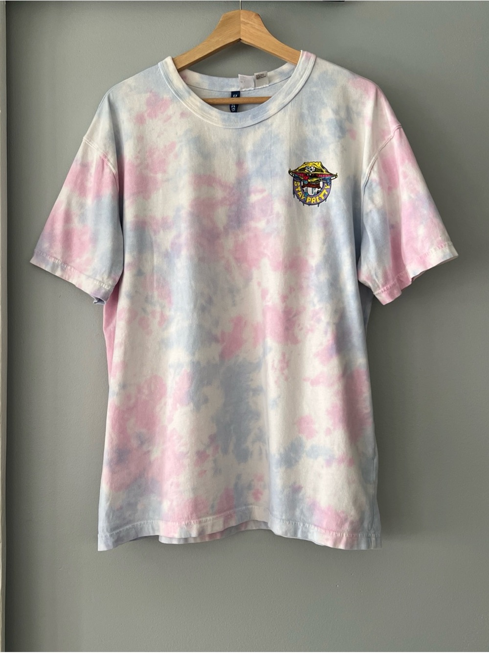 Spongebob 2-Sided Stay Pretty Faded Soft Tie Dye T-Shirt Men’s Large 100% Cotton